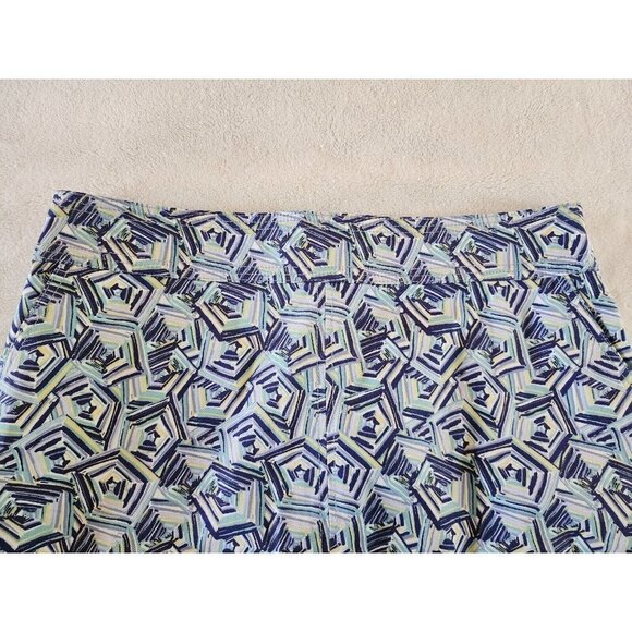 Talbots Womens Casual Skirt Size 16 Petite Blue‎ Geometric Print with Pockets - Picture 4 of 7